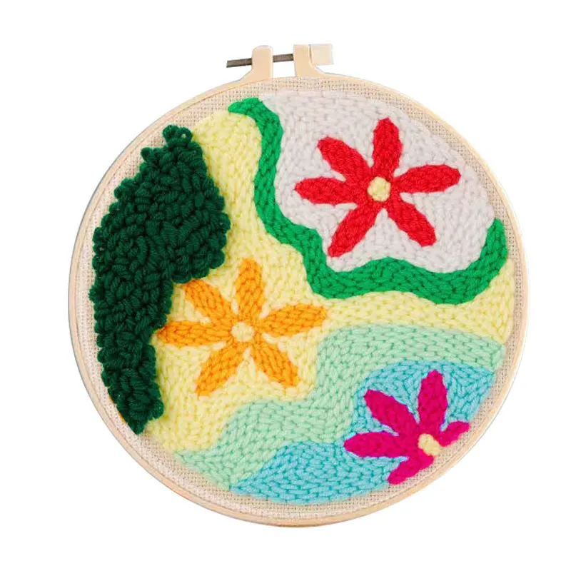 

Women Colorful Flower DIY Punch Needle Kit for Beginner, Poke Wool, Yarn Embroidery, Handmade Gift for Kids, Funny DIY Kit