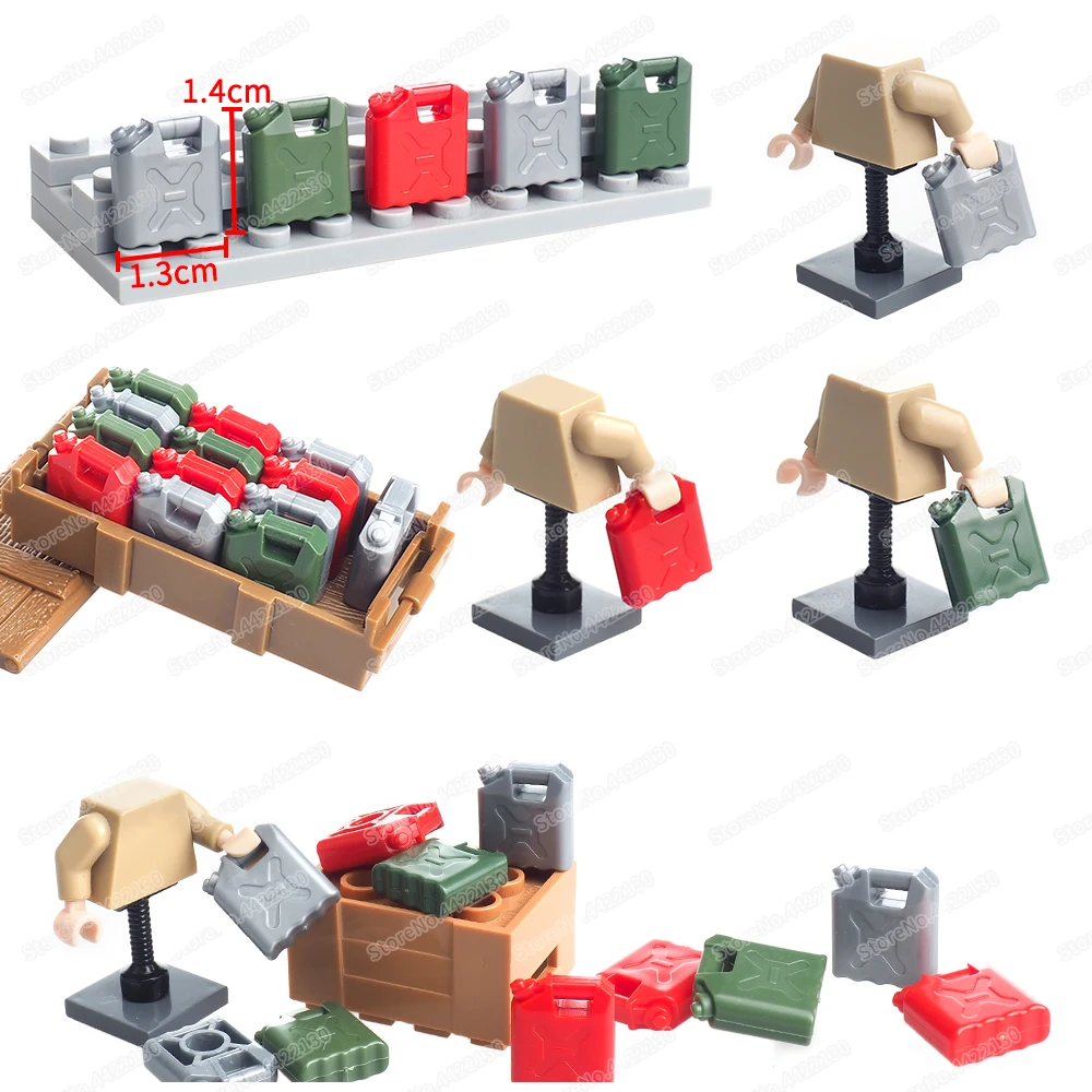 Oil drum Equipment Building Block Assembly MOC WW2 Military Figures Handheld Matching Scene Supplies Model Children Gift Boy Toy