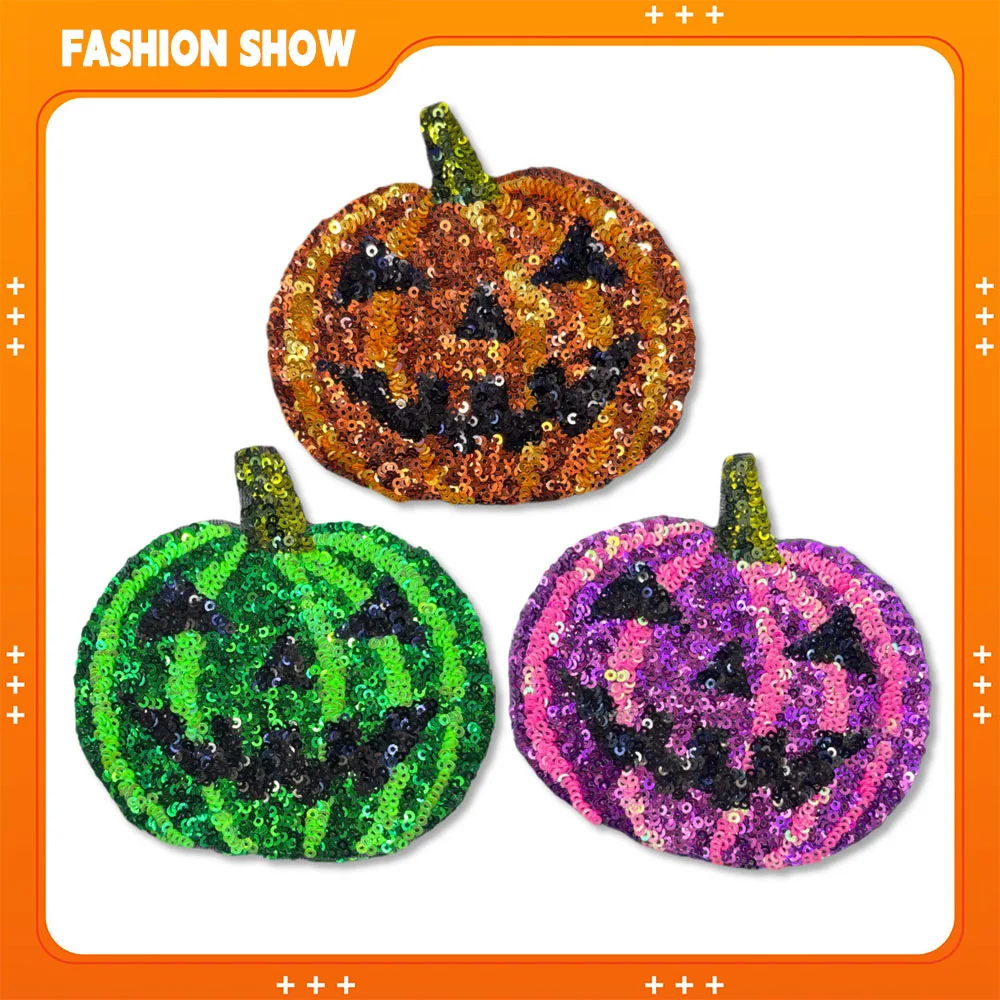 

Halloween Sequin Pumpkin Embroidery Patch DIY Clothing Accessories Sweatshirt/T-Shirt/Sweater/Hat Decoration Festival Creative Accessories