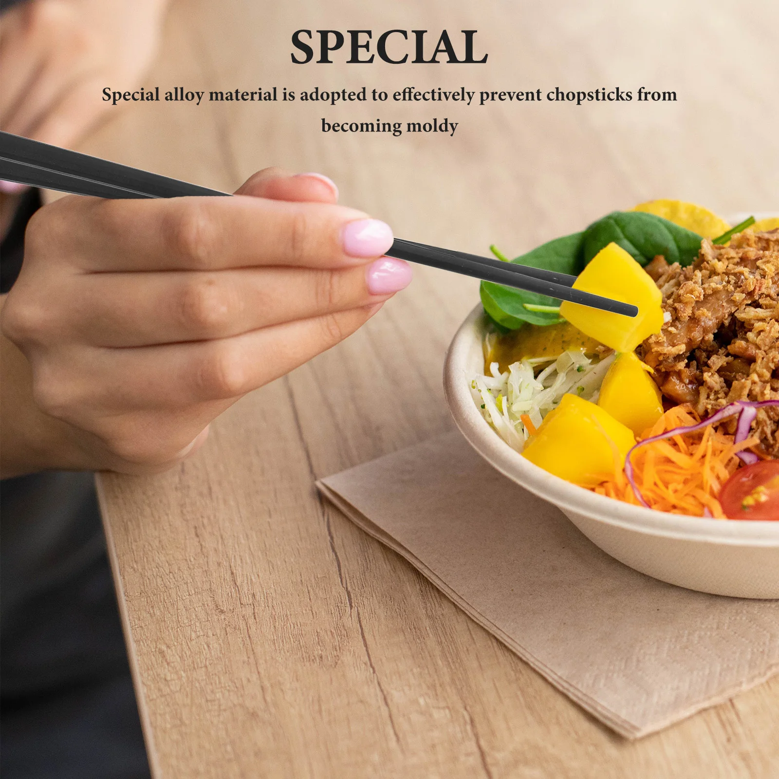 

5 Pairs Anti-slip Alloy Chopsticks Chinese Eating for Fiberglass Reusable Household Style