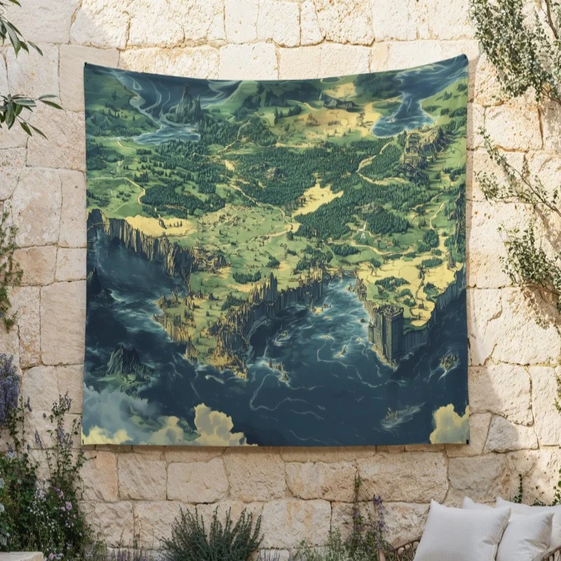 VIKAMA modern map tapestry  Living Room Decor Stain Resistant Tapestry Wall Hanging Polyester Tapestry Background Cloth Witchcra
