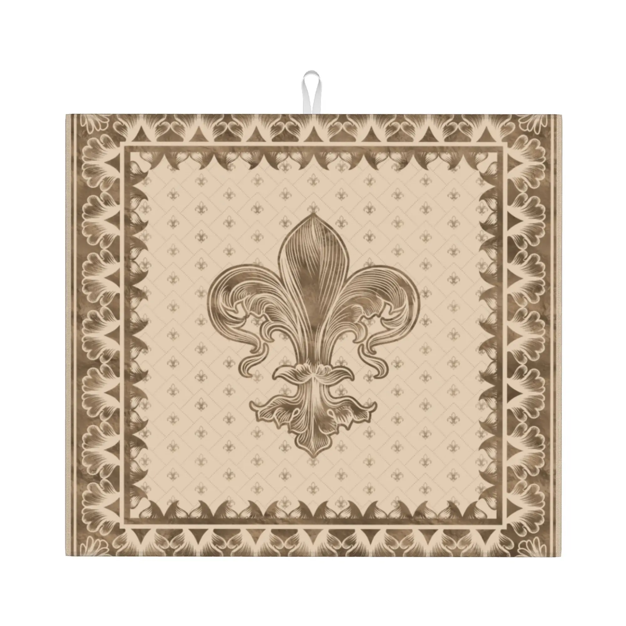 Fleur De Lis Non‑Slip Waterproof Absorbent Barware Tableware Oil Proof Reusable  Bathroom Drying Mat For Kitchen