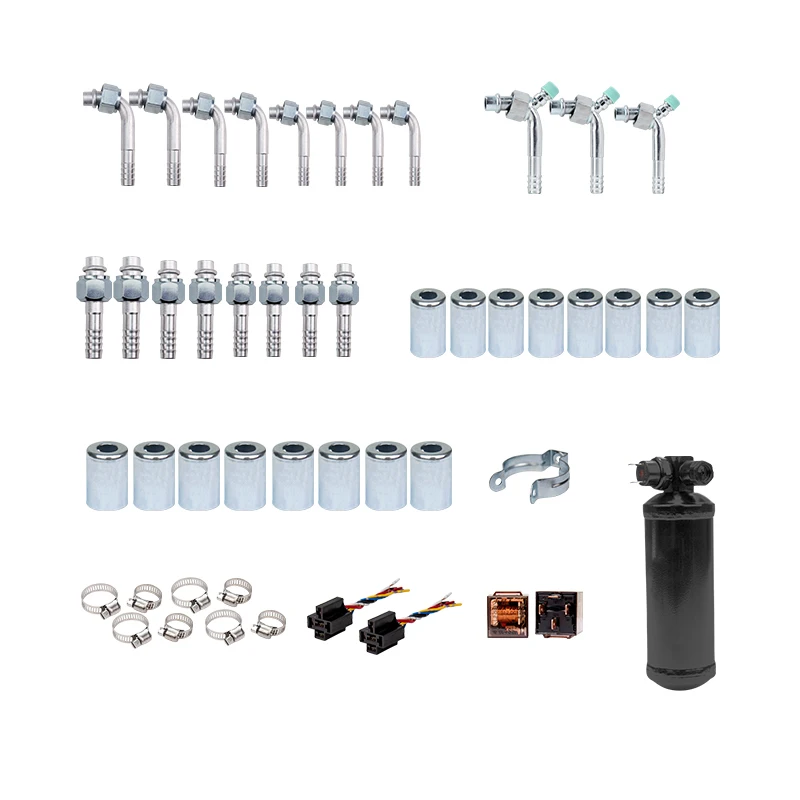 Universal Automotive 12V 24V A/C Air Conditioning Kit for Truck Minibus Van Tractor Digger RV Excavator AC Air Conditioner