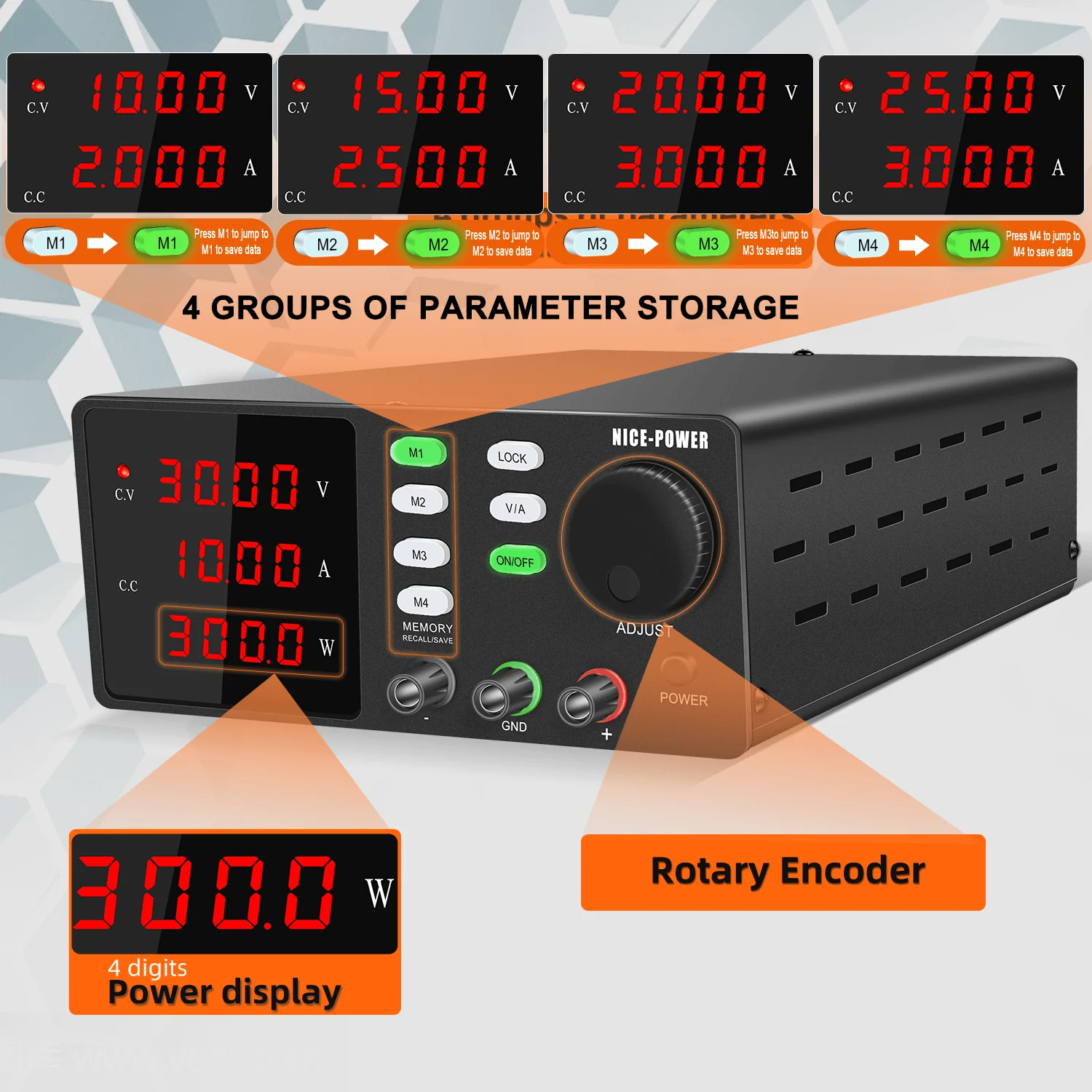 Newest RS-232/USB Programmable DC Adjustable Power Supply Laboratory Maintenance Workbench Memory Function 300V 200V 30V 60V 120