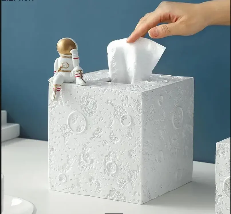 Astronaut Resin Tissue Box Square Paper Towel TubePaper Roll Holder Rectangular DecorationPaper Storage