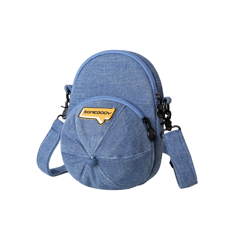 Denim Canvas Hat Shape Bag For Women Girls Messenger Bags Crossbody Bags Money Phone Pockets Girls Small Bags