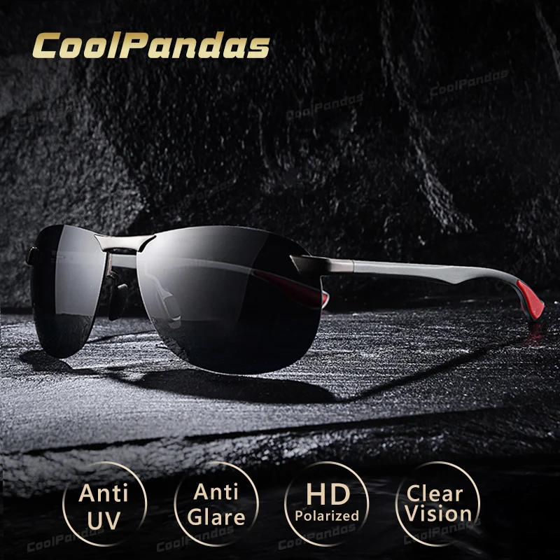 2023 Brand Design Upgrade Rimless Photochromic Sunglasses Men Polarized Driving Sun Glasses Aluminum Anti-Glare heren zonnebril