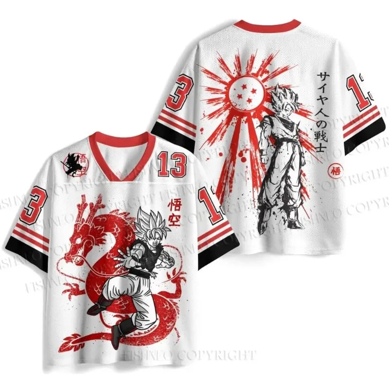 Dragon Ball Football Jersey Unisex V-Neck Short Sleeve Shirt Men Women Anime Print Streetwear Hip Hop Casual Tops Manga Fans Tee view 2