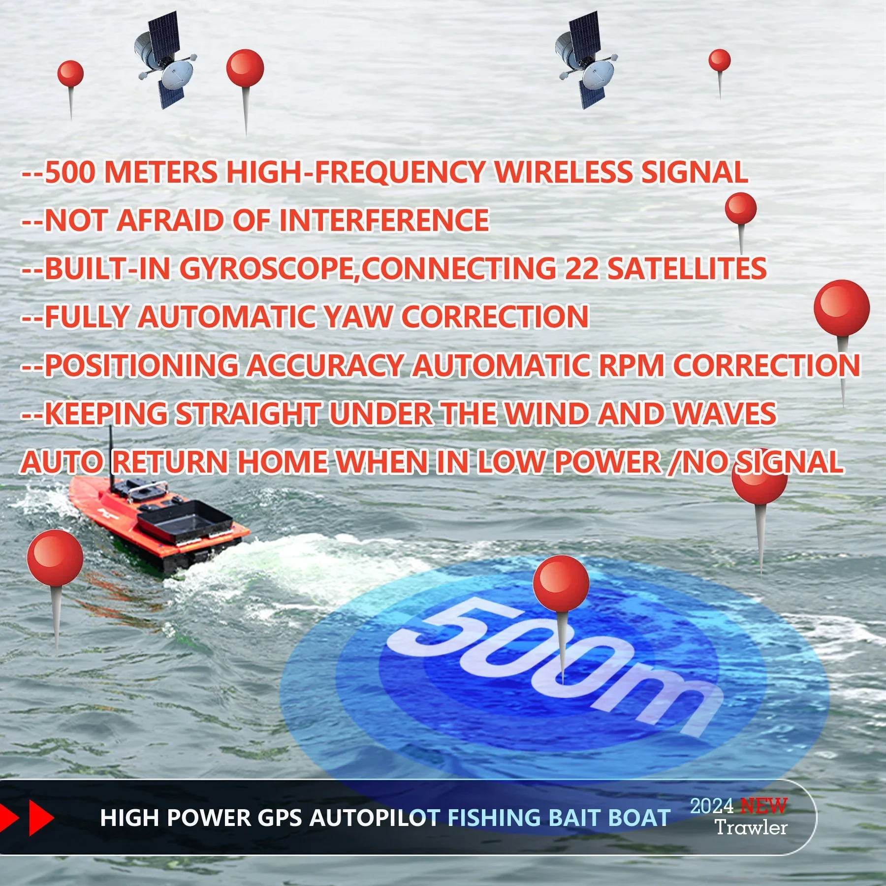 12V 20A High Speed  Waterproof 10KM/H RC Surfer Fishing Bait Boats RC Carp Fishing Bait Boats With GPS