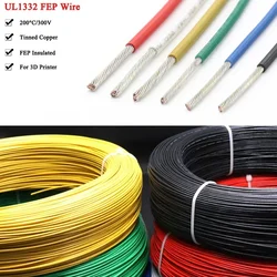 2/5/10M UL1332 PTFE Wire 30/28/26/24/22/20/18/16/14/13/12/11/10 AWG FEP Insulated High Temperature Electron Cable For 3D Printer