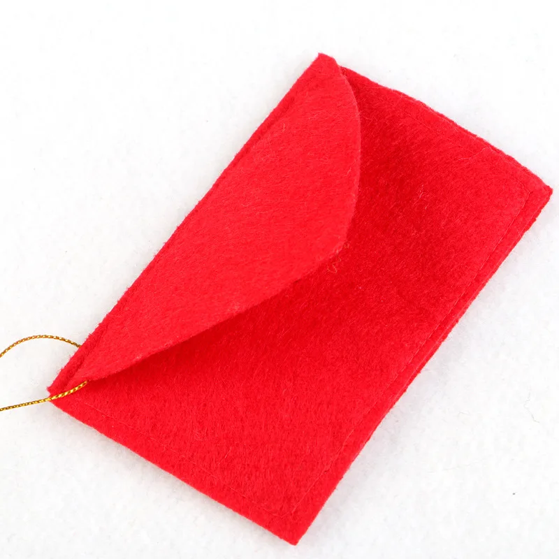 Santa Claus Envelope Red Felt Non-Woven Letter Embroidered Envelopes for Christmas Tree Hanging Card Candy Gifts Bags Home Decor