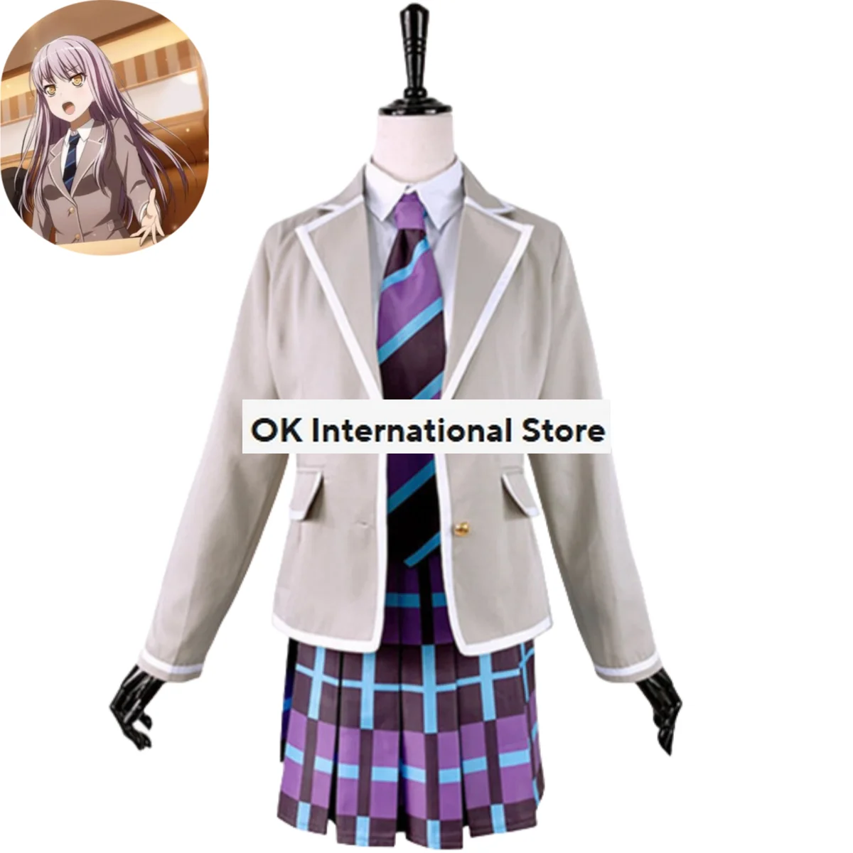 Anime BanG Dream! Yukina Minato Cosplay Costume Roselia Wig Japanese Curry Color School Uniform Skirt Woman Sexy Halloween Suit