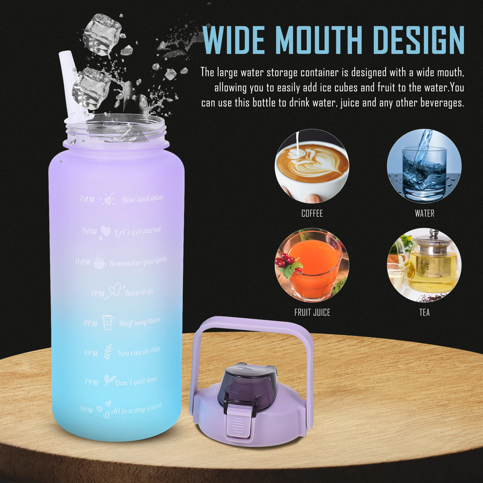 

Water Bottle Gradient Color Drinking Cup Portable Juice Container Leakproof Beverage Bottle For Sports Gym Home Use