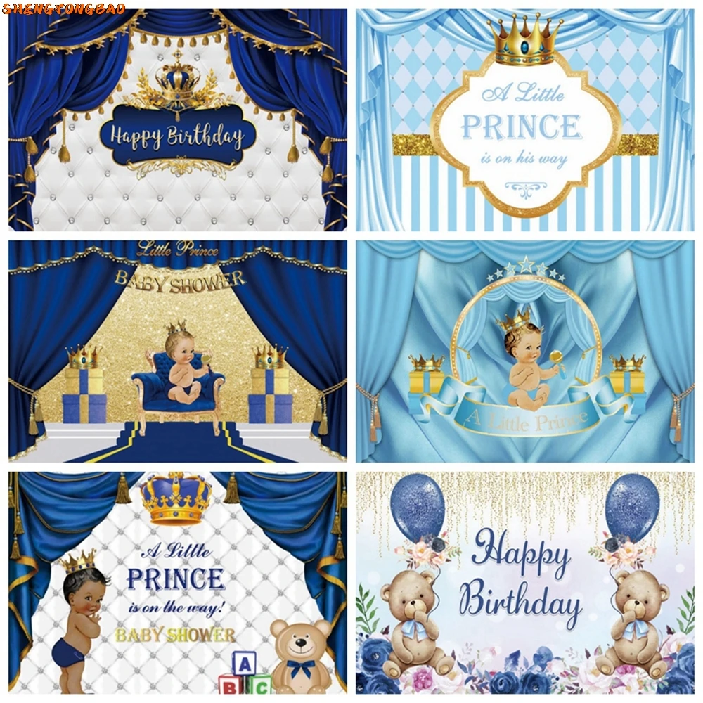

Newborn Baby Shower Birthday Party Backdrop Gold Crown Boy Girl Pink Princess Custom Background Photography For Photo Studio