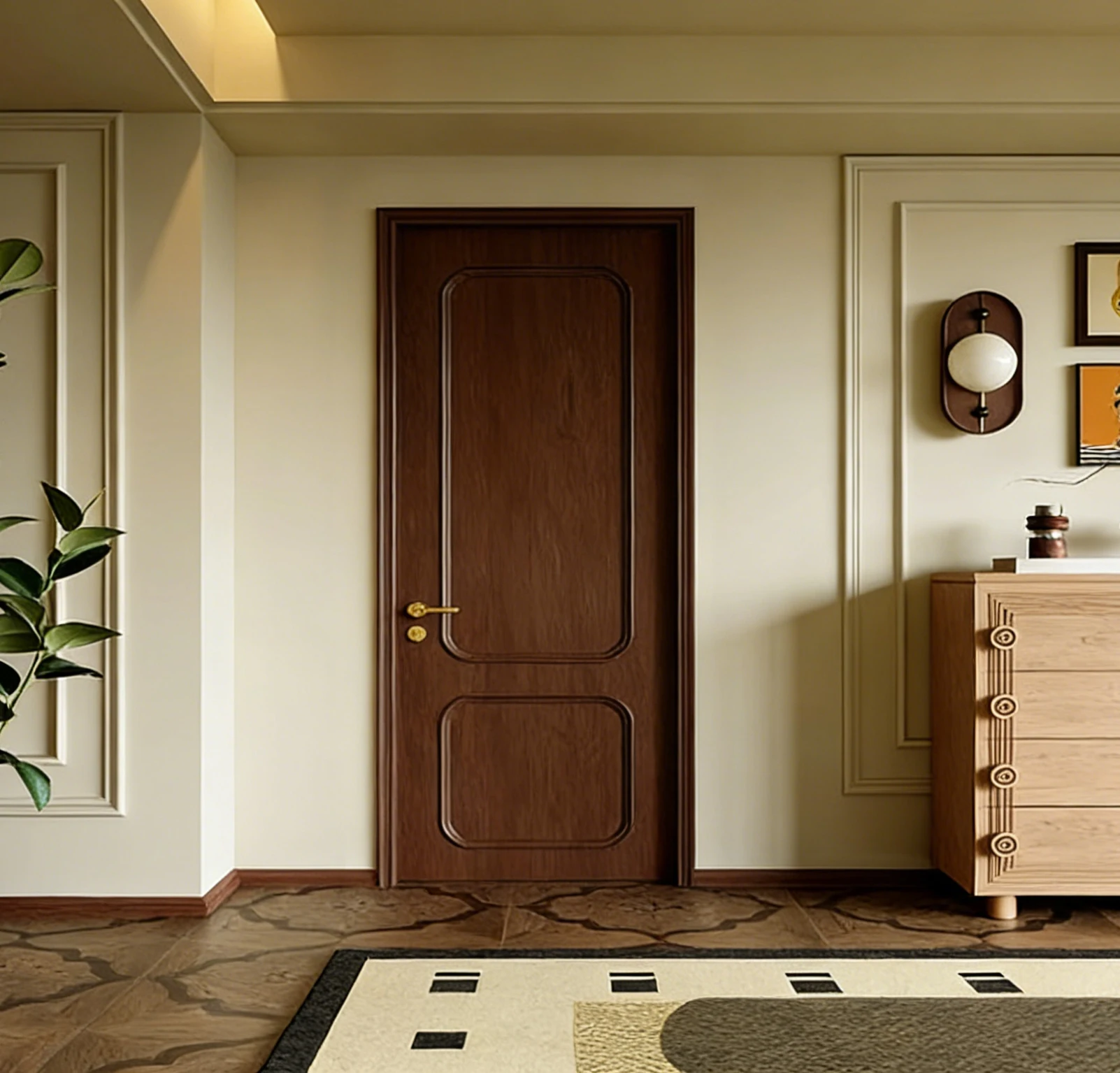 Modern Design Wood Composite Swing Door with Good Sound Insulation, Ideal for Apartments & Bedrooms