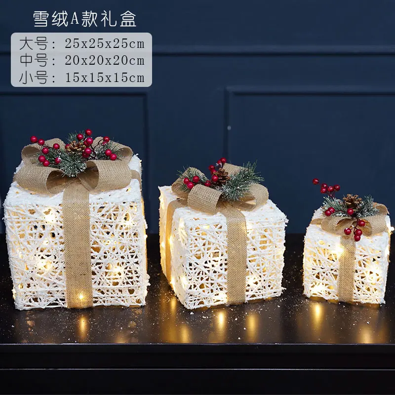 

Подарочная коробка Snow A с лампой, рождественские светящиеся украшения для окон с оленями