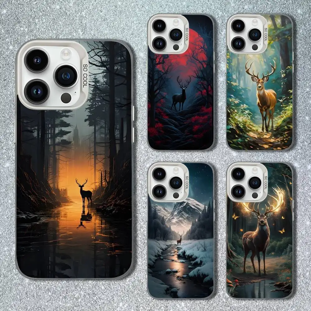 

Cute Animals Deer Art Phone Case For iPhone 13,15,14,16,12,11,Mini,MAXXS,Pro,SE, White Matte Shockproof Cover