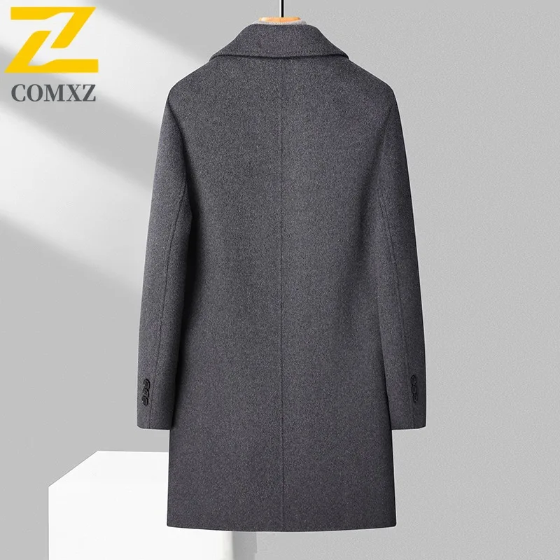 COMXZ Men Long Sleeve Windbreaker Thicken Business Casual MidLength duck down Coat Outdoor Tactic Fleece Lining Sportwear 2025