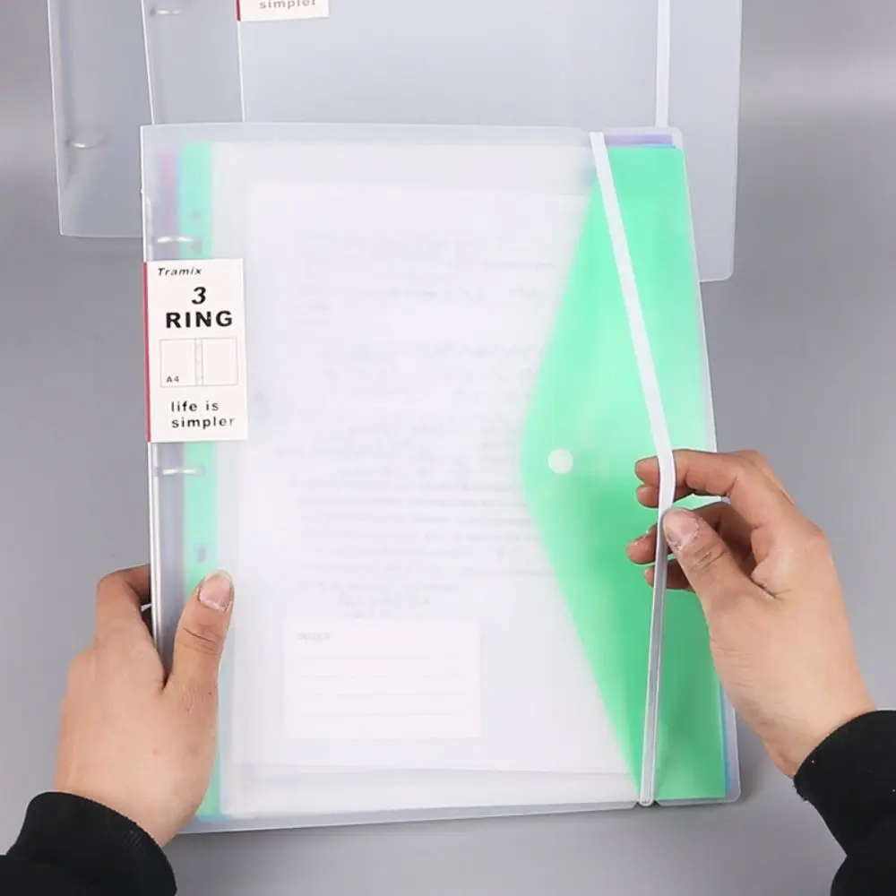 6 pcs Simple Design Plastic Binder Folders A4 11 Holes Punched Pockets Clear Snap Closure Label Loose-Leaf Home Office