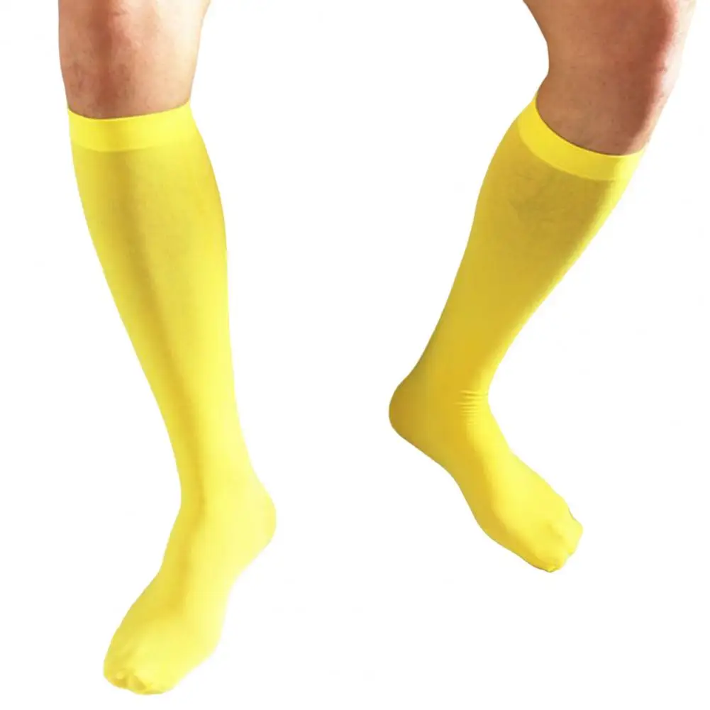 

1 Pair Candy Color Anti-slip Smooth Men Socks Knee High Invisible Seamless Tube Socks