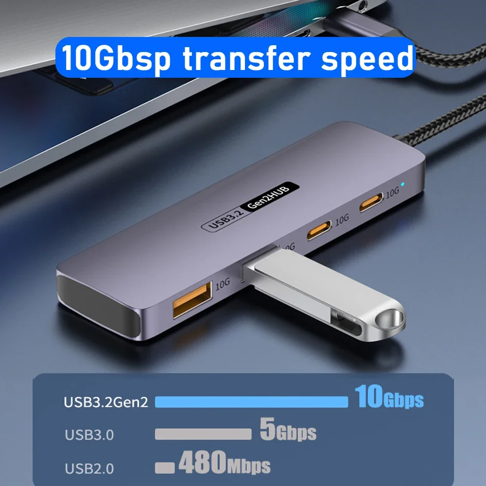 Yucun 10Gbps USB C HUB High Speed USB Splitter for iPhone 15 Sumsang Laptops PC Accessories Macbook pro USB Type-C 3.2 HUB