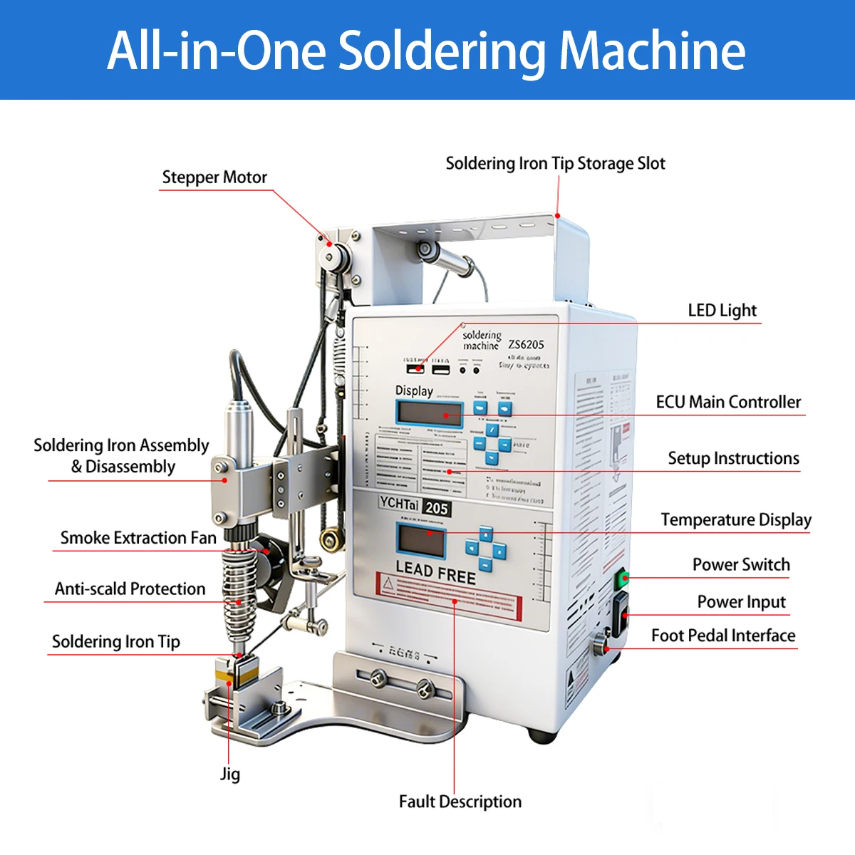 Precision Soldering Iron Kit with  Foot Operated Spot Welding Machine Soldering Station for Electric PCB Wire harness Repair