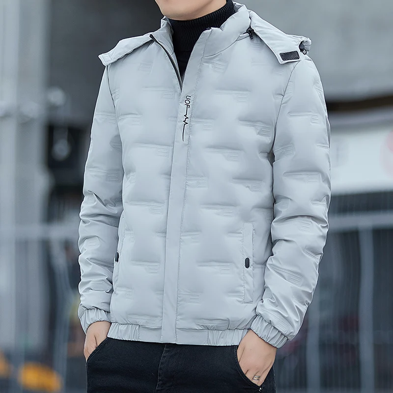 New Fashion In Autumn Winter 2023 Men\'S Detachable Hooded Down Jacket Versatile Simple Warm Cold Proof 80 White Duck Coat