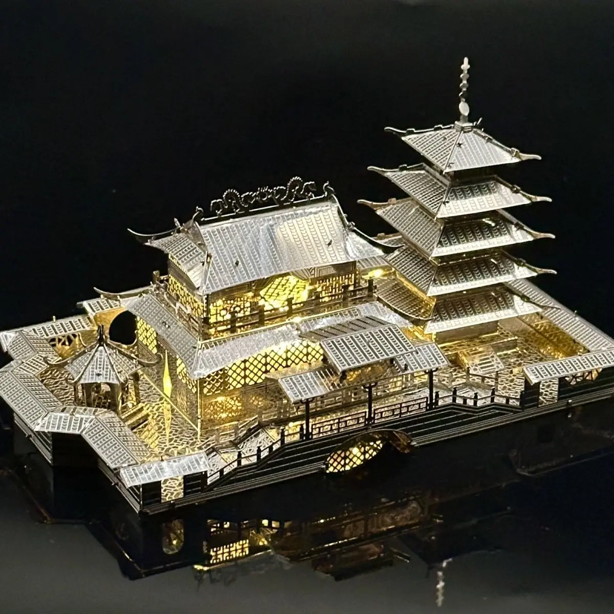Longyuan Pavilion 3D Metal Jigsaw Puzzle DIY Handmade Model Toys Gift Pieces Puzzle Assembly Toy Minatures