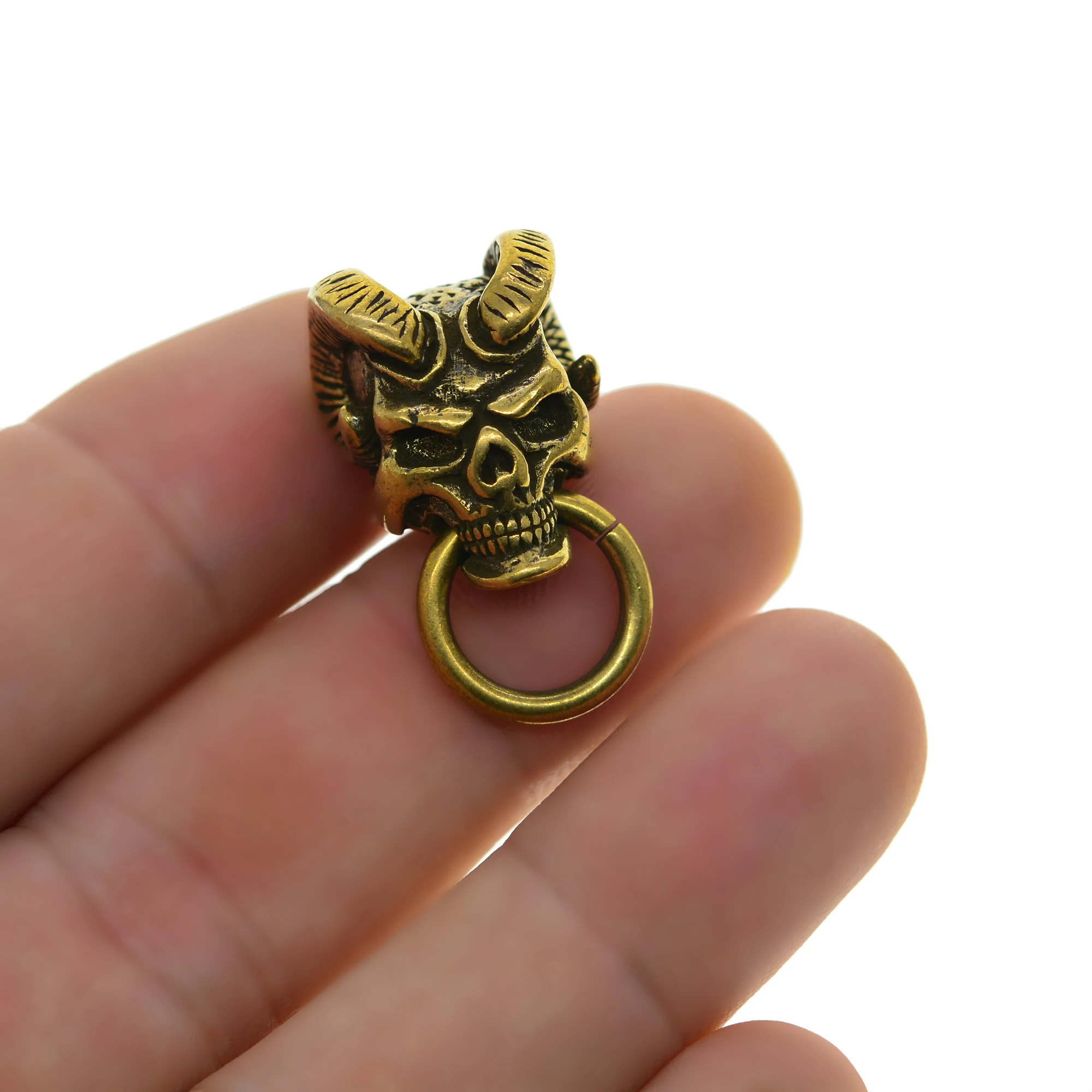 Fine 3D Brass Hell Boy Devil Hannya Skull Screw Back Lock Concho Rivet Leather Craft Decor for Belt Saddle Blanket Hats Wallet - view 6