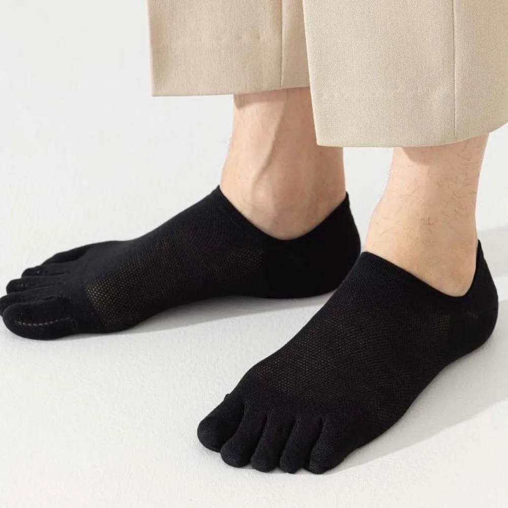 Thin Hosiery Men's Five Finger Socks Mesh Low Cut Anti-slip Five Toe Boat Socks Separate Fingers Cotton Sports Socks Hiking