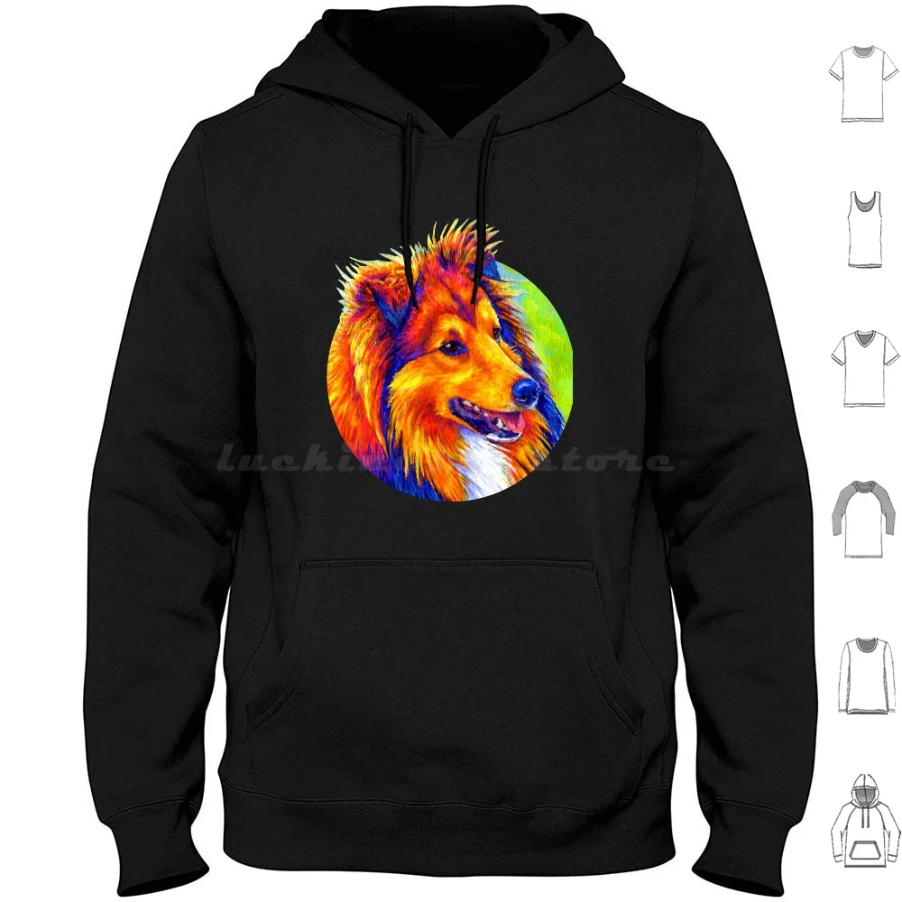 Colorful Shetland Sheepdog Rainbow Sheltie Dog Hoodie cotton Long Sleeve Shetland Sheepdog Shetland Sheep Dog Dog Love