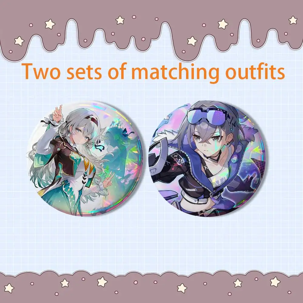 Firefly Silver Wolf  Honkai Star Rail 2 piece set Pins Creativity Printed Pictures Text Metal Lapel Badges Brooches Jewelry Gift view 5
