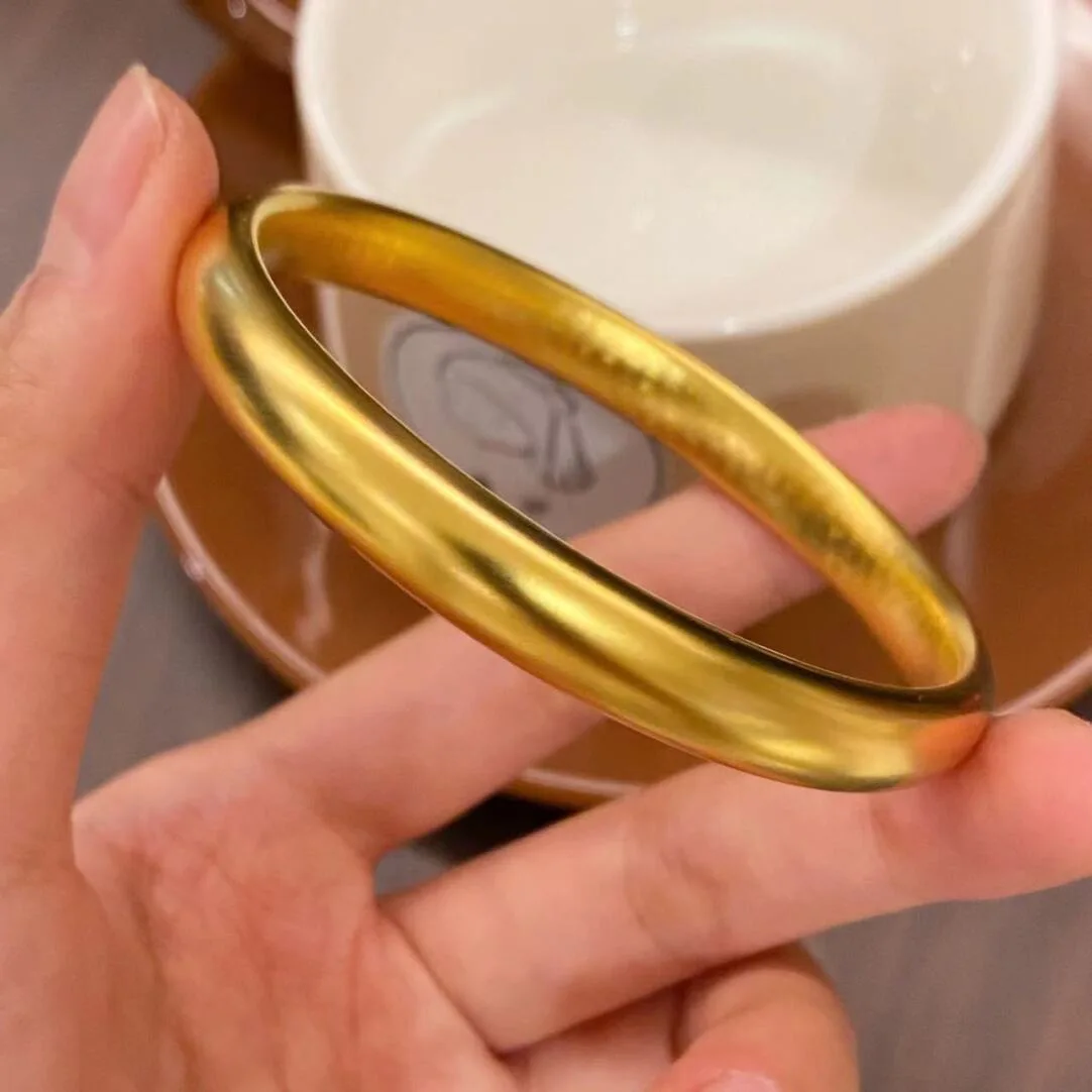Household Wear-Resistant 8mm Lotus Heart Sutra Bracelet For Women 24K Gold AU999, durable for daily housework
