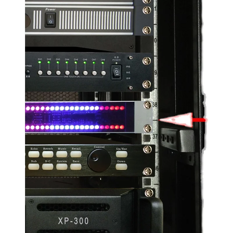 더블 로우 1U 오디오 캐비닛 음악 리듬 레벨 표시등, LED 스펙트럼 계량기, USB 음성 인식 유도