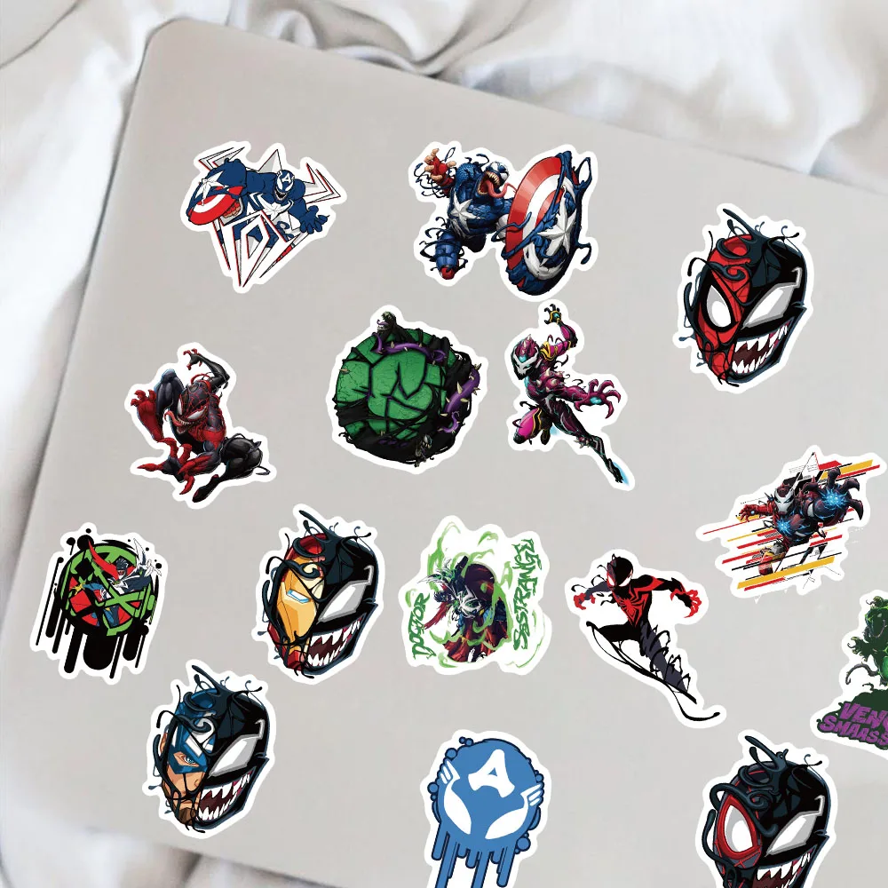 50PCS Anime Disney Avengers Venom Stickers DIY Phone Car Bike Bottle Skateboard PVC Graffiti Cartoon Decals Fun for Kid Toys