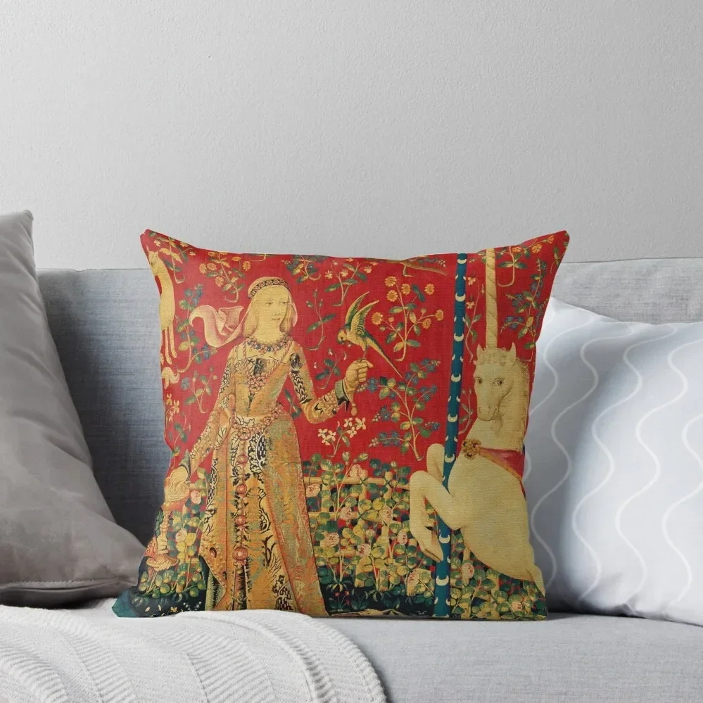 LADY AND UNICORN Taste Detail ,Red Green Fantasy Flowers,Animals Throw Pillow Pillowcases Christmas Pillows Pillow