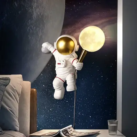 Astronaut vägglampa månutforskning sängbordslampa harts 3D-utskrift månvägglampor rymdman resande dekoration vägglampa 10 best sales månvägglampa - №6