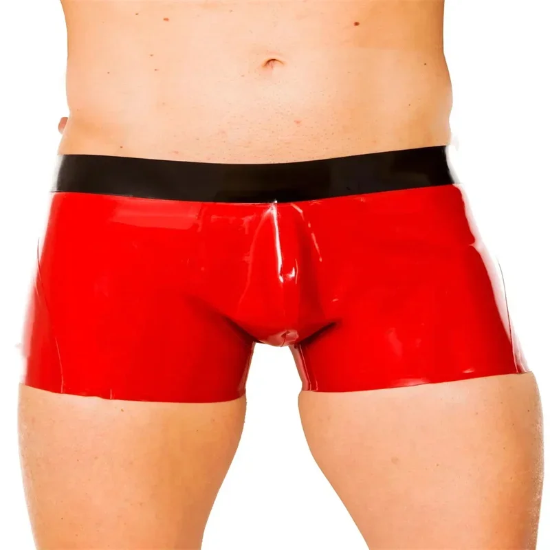 Red and Black Latex Panties Boxer Shorts Rubber Underpants Underwear for Men Wear