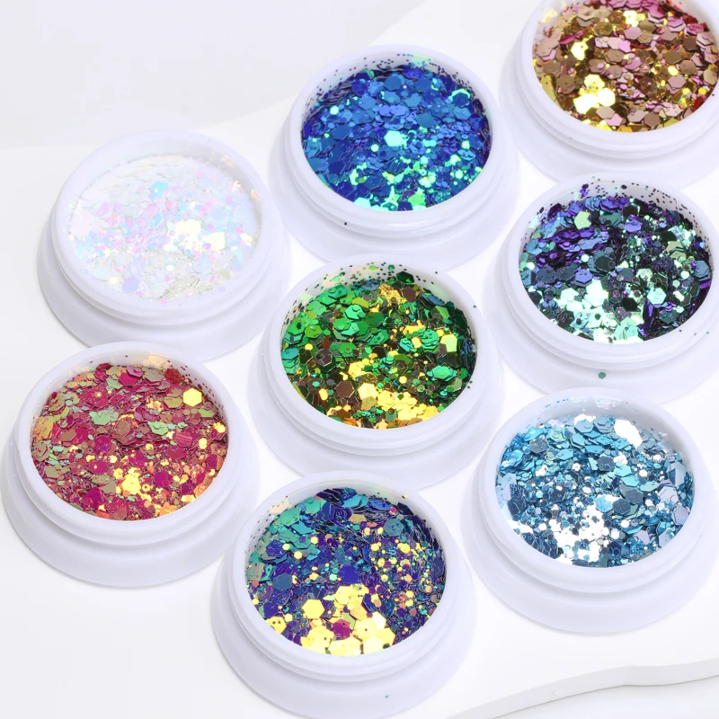 Holo graphische Nail Art Glitter Flakes irisierende Nagel Pailletten mischen Bulk-Dekoration 3d New shiny DIY Nail Art Zubehör