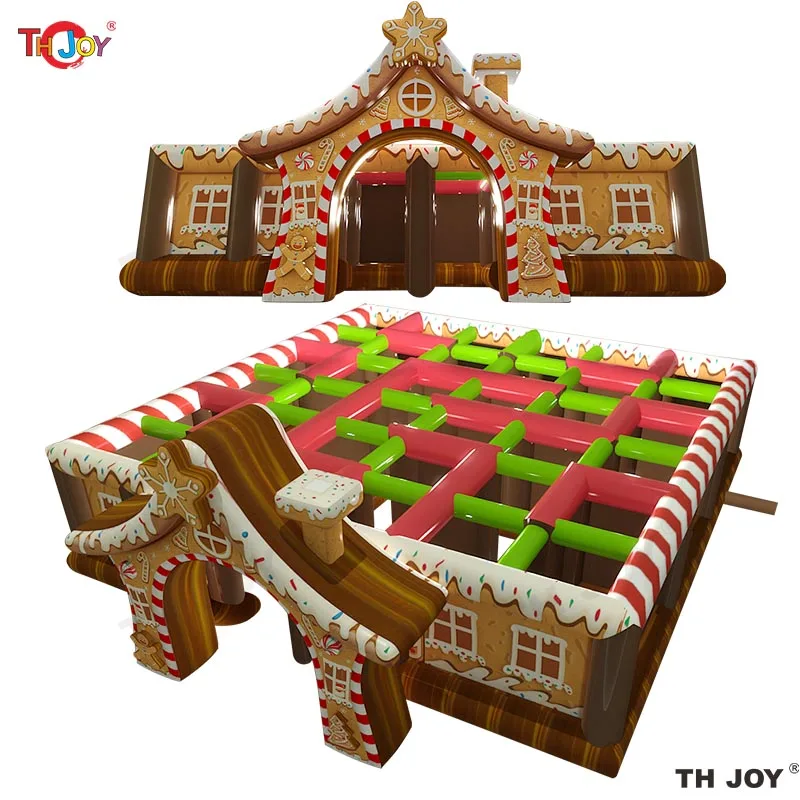 2025 New Design Gingerbread Maze Christmas Inflatable Maze Winter Snow Maze For Sale