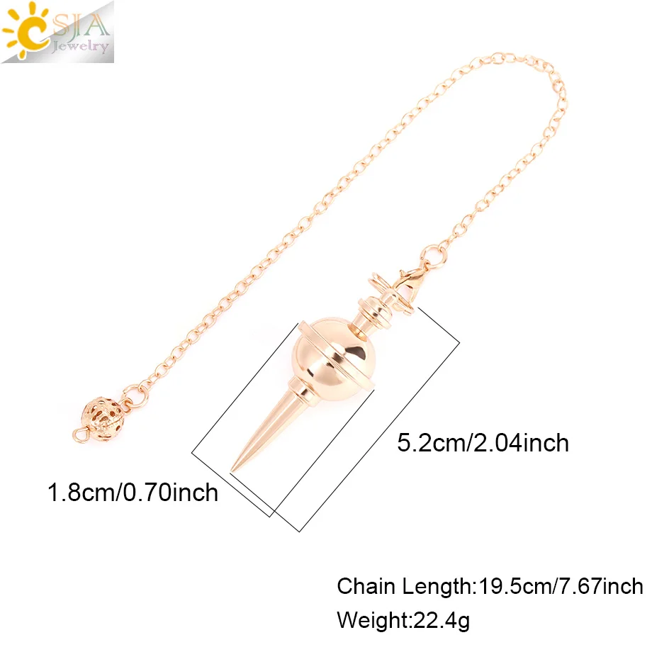 CSJA Metal Pendulum for Dowsing Divination Pendulos Spiral Gold Color Copper Cone Radiesthesia Pendulums Healing Pendule T027