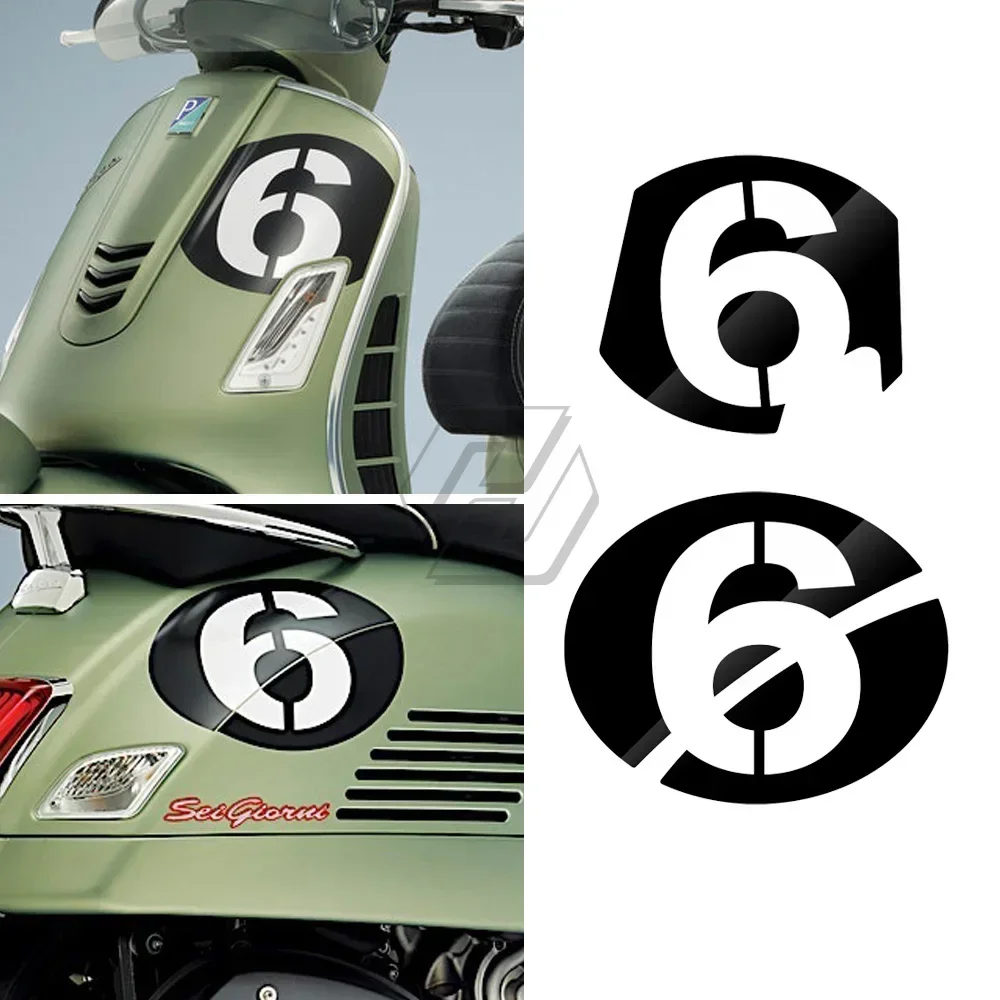 

For Vespa Series 2 Sei Giorni Number "6" Sticker GTS300 GTS300ie Supersport Decals