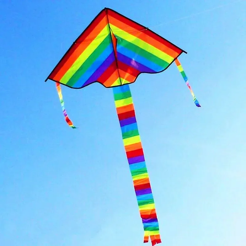 Free shipping rainbow delta kites for children kites for kids reel nylon kite butterfly kite quad line kite handles parachute