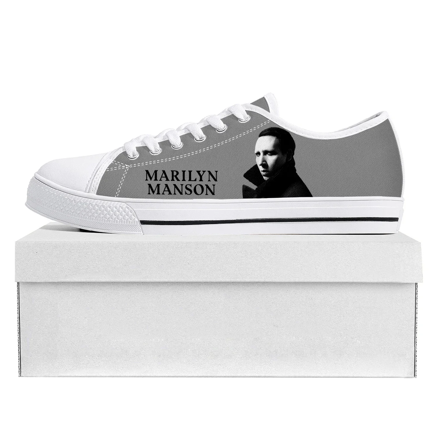 Rock Band Music Singer Marilyn Manson Low Top High Quality Sneakers Mens Womens Teenager Canvas Sneaker Couple Shoes Custom Shoe