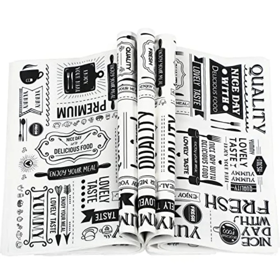 Papel encerado, papel de periódico para delicatessen, revestimientos para cestas de comida, papel para envolver sándwiches, papel de envoltura resistente a la grasa e impermeable, papel de seda para hamburguesas
