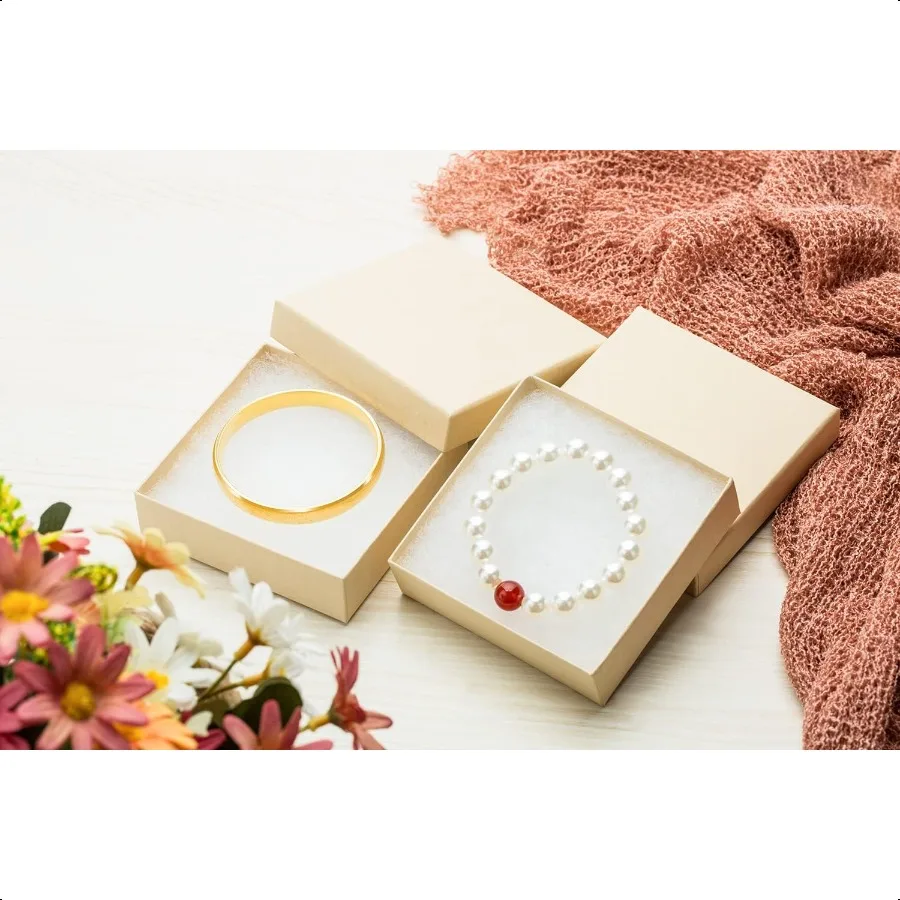 Magicool, paquete de 20 cajas de joyería de cartón de 3,5x3,5x1 pulgadas, utilizadas para collares, pulseras, pendientes, joyería, embalaje de regalo pequeño, joya