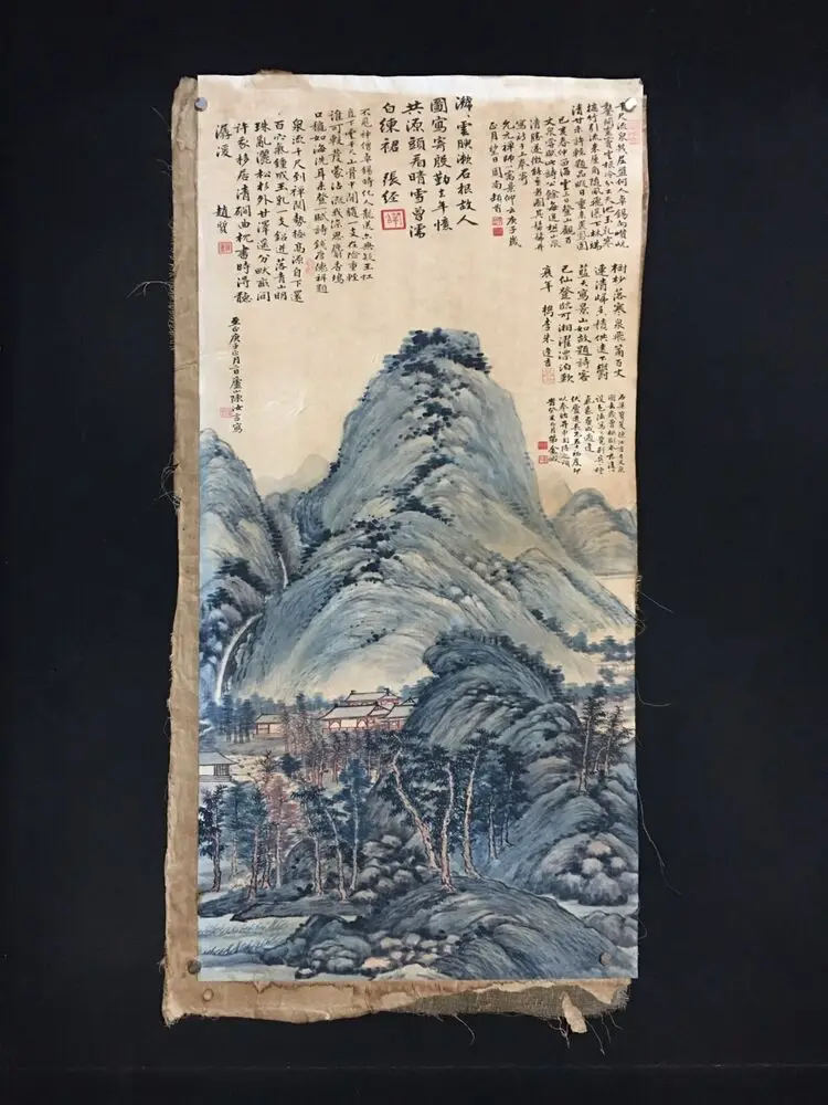 Single sheet painting of Chen Ruyan's landscape, made of Xuan paper