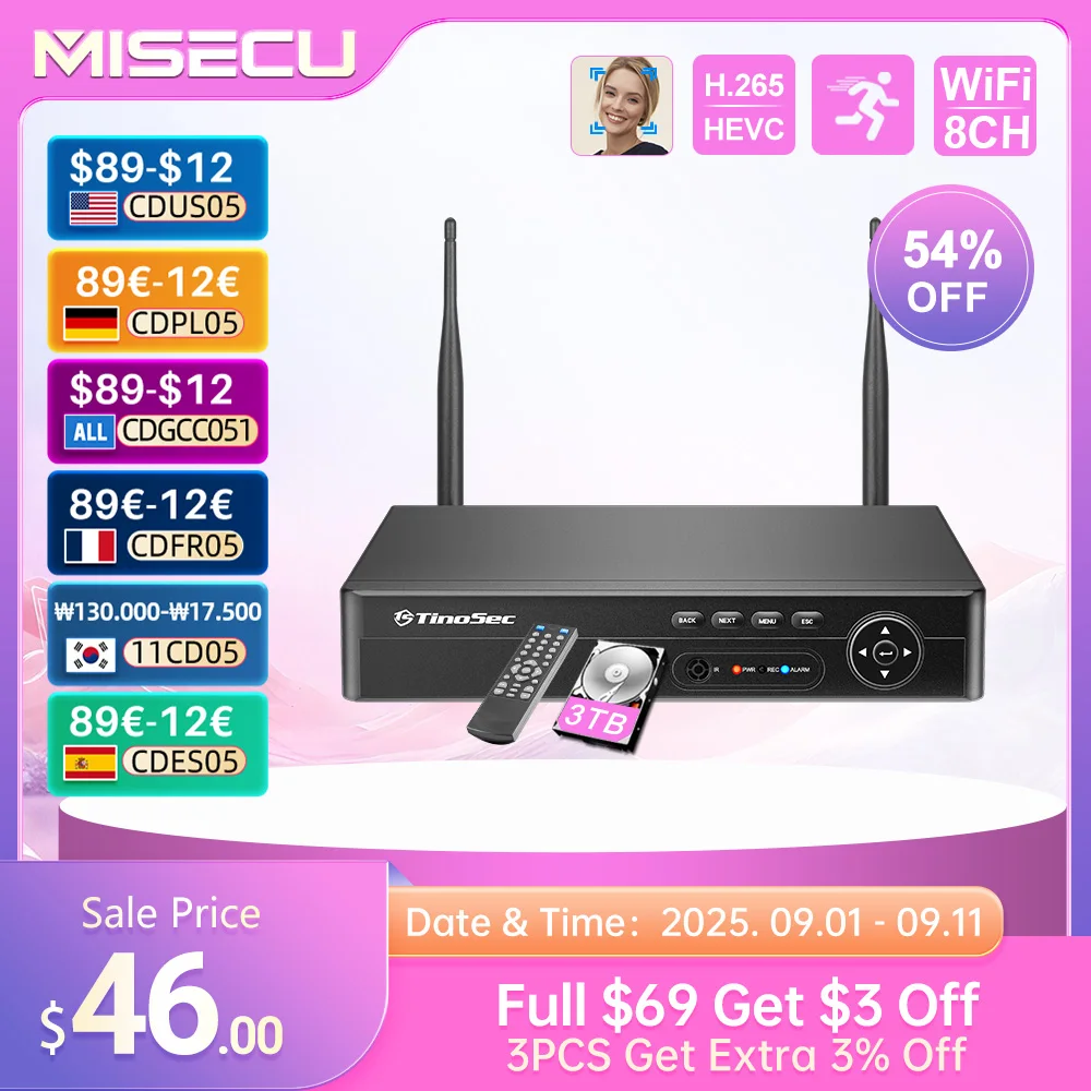 

MISECU 8CH 4MP 5MP беспроводной рекордер Wi-Fi CCTV IP-камера H.265 NVR система защиты безопасности P2P XMeye сетевое видео