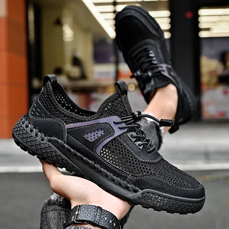 Men Sneakers 2023 Breathable Mesh Summer Loaferss Fashion Lightweight Soft Soled Shoes Summer Outdoor Sports Fitness Big Size