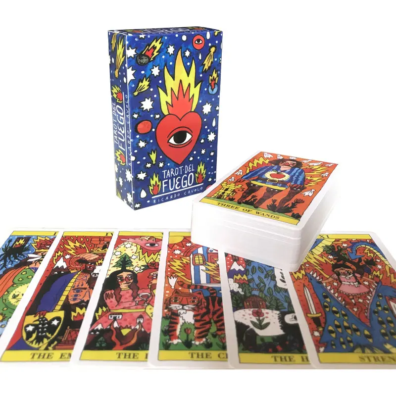 Hot sales Del Fuego Tarot Oracle Tarot Fate Divination Prophecy Card Family Party Game Tarot 78 Card Deck PDF Guide